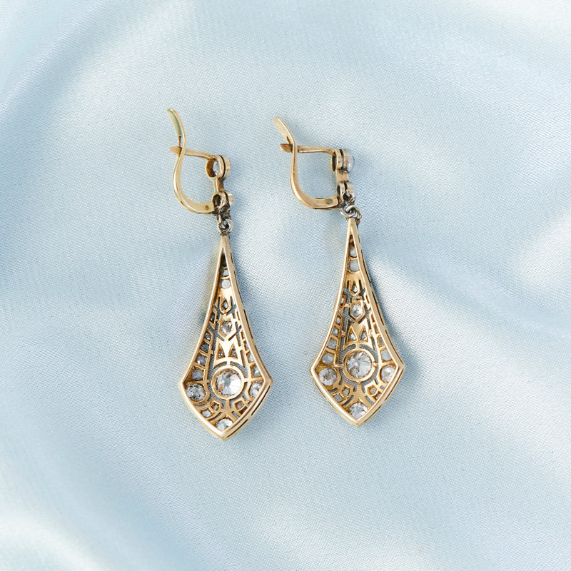 Art Deco Diamond Kite Shaped Earrings