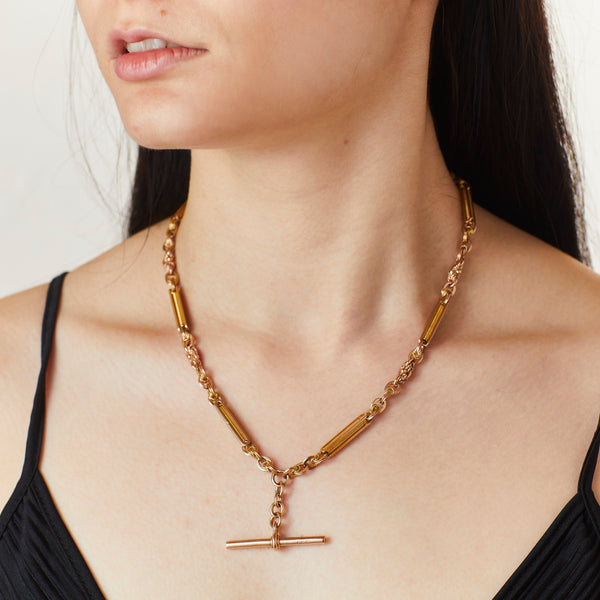 Rose gold albert chain necklace best sale