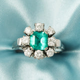 Vintage Colombian Emerald & Diamond Ring