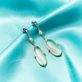 Sapphire Diamond and Moonstone Drop Earrings