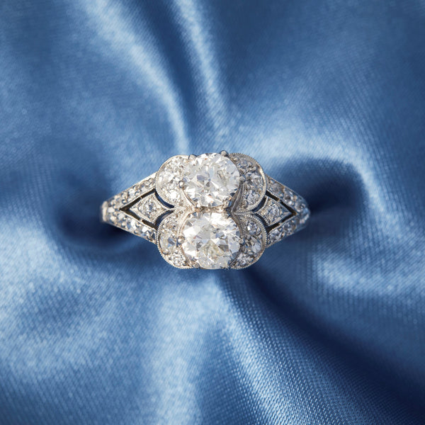 Art Deco Platinum Diamond Butterfly Bombe Ring