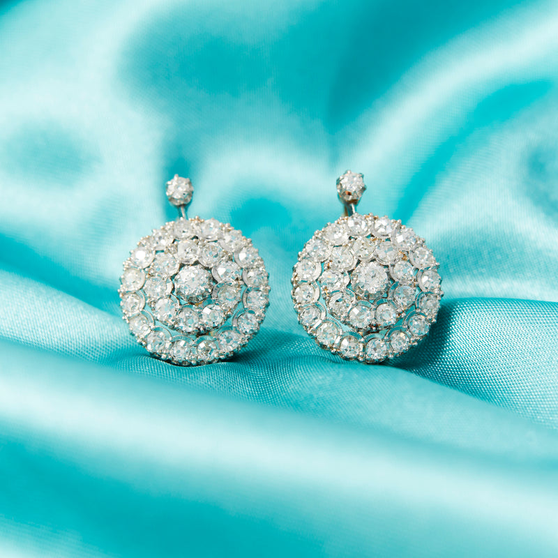 Antique Diamond Cluster Earrings