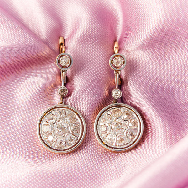 Art Deco Diamond Cluster Drop Earrings