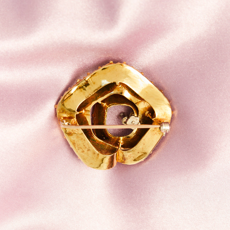 Vintage Modernist Italian Gold & Enamelled  'Atoll' Brooch