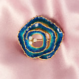 Vintage Modernist Italian Gold & Enamelled  'Atoll' Brooch