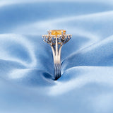 French Vintage 18ct White Gold Golden Sapphire Ring