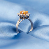 French Vintage 18ct White Gold Golden Sapphire Ring