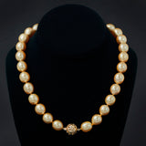 Contemporary 18ct Yellow Gold & Golden South Sea Pearl & Diamond Ring