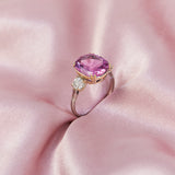 French Pink Tourmaline & Diamond 18ct Yellow Gold Ring