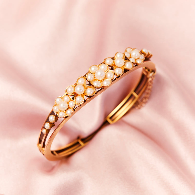 Vintage 15ct Gold & Pearl Bangle
