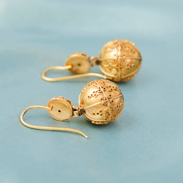 Victorian Gold Etruscan Revival Earrings