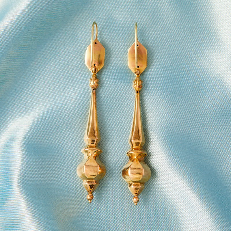 Georgian Gold Long Drop Earrings