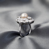 Art Deco Platinum Pearl & Diamond Ring