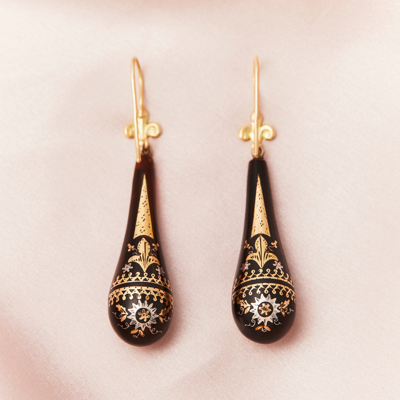 Victorian 18ct Yellow Gold Pique Earrings