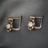 Vintage 18ct Yellow & White Gold Diamond Cluster Earrings