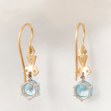 Yellow Gold Zircon & Diamond Drop Earrings