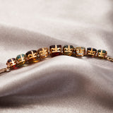 Vintage Harlequin Multi Gem Gold Bracelet