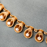 18ct Yellow Gold & Diamond Modernist Bell Flower Necklace
