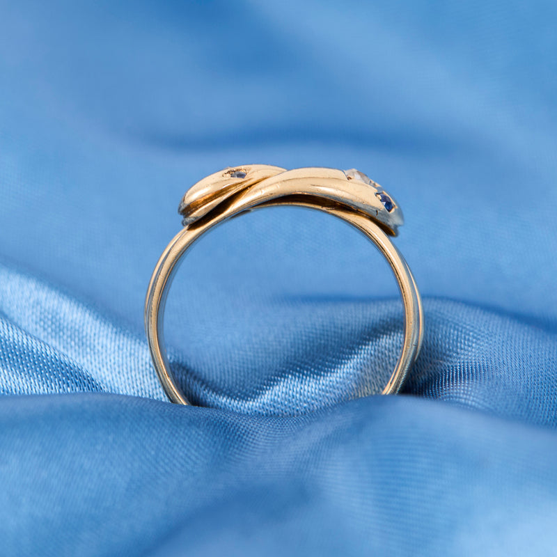 Victorian 18ct Yellow Gold Diamond & Sapphire Snake Ring