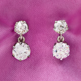 Platinum Old European Cut Diamond Top & Drop Earrings