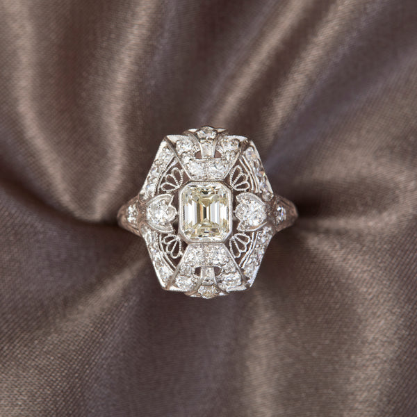 Art Deco Platinum & Diamond Bombe Ring