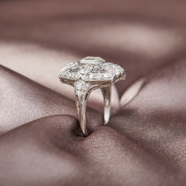 Art Deco Platinum & Diamond Bombe Ring