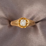 Victorian 18ct Yellow Gold Solitaire Diamond Gypsy Ring