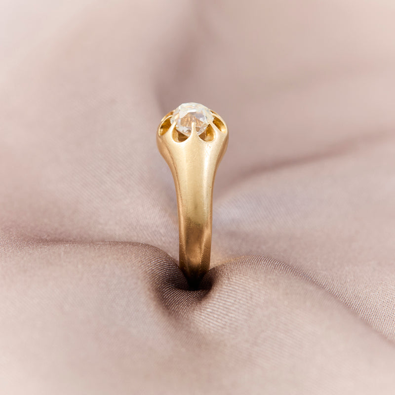 Victorian 18ct Yellow Gold Solitaire Diamond Gypsy Ring