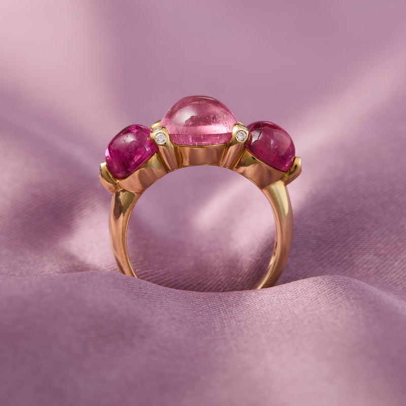 18ct Yellow Gold Pink Tourmaline & Diamond Ring