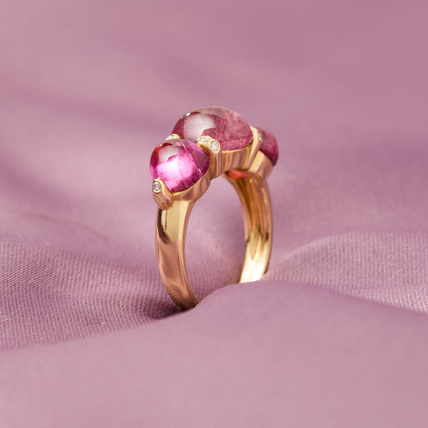 18ct Yellow Gold Pink Tourmaline & Diamond Ring