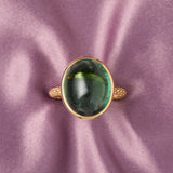 18ct Yellow Gold Green Cabochon Tourmaline Ring