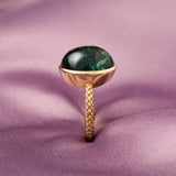 18ct Yellow Gold Green Cabochon Tourmaline Ring
