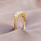 Antique 18ct Yellow Gold Natural Diamond Bridge Ring
