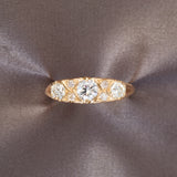 Antique 18ct Yellow Gold Natural Diamond Bridge Ring