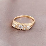 Antique 18ct Yellow Gold Natural Diamond Bridge Ring