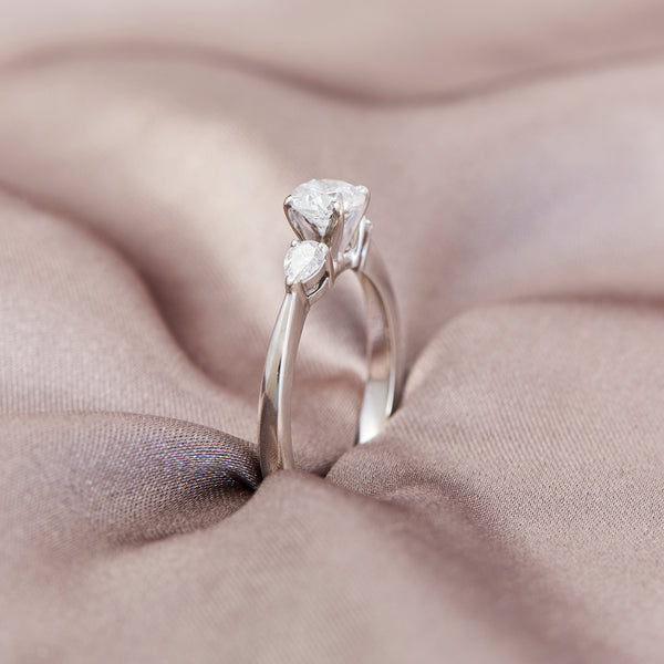 Modern 14ct White Gold Natural Solitaire Diamond Ring