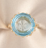 9ct Yellow Gold Blue Topaz Signet Ring
