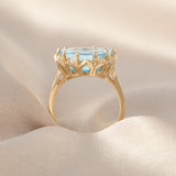 9ct Yellow Gold Blue Topaz Signet Ring