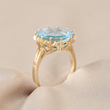 9ct Yellow Gold Blue Topaz Signet Ring