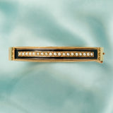 Fine Victorian 18ct Yellow Gold & Pearl, Black Enameled Bracelet, Circa 1880.