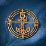 Antique 15ct Rose Gold Target Brooch with Anchor by Dunklings, Circa 1900.