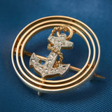 Antique 15ct Rose Gold Target Brooch with Anchor by Dunklings, Circa 1900.