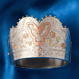 Antique Sterling Silver Crown Shaped Cuff/Bangle, 1884.
