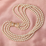 Akoya Pearl Four Strand Choker with 18ct Yellow Gold & Diamond Clasp