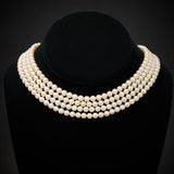 Akoya Pearl Four Strand Choker with 18ct Yellow Gold & Diamond Clasp