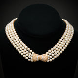Akoya Pearl Four Strand Choker with 18ct Yellow Gold & Diamond Clasp