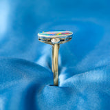 Edwardian 18ct Yellow Gold & Platinum Black Opal & Diamond Ring