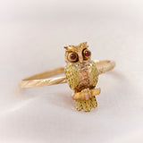 Antique 18ct Yellow & Rose Gold Owl Ring