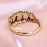Antique 18ct Yellow Gold Five Across Graduated Opal Ring, Circa 1900.