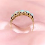 Antique 18ct Yellow Gold Five Across Graduated Opal Ring, Circa 1900.